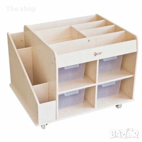Подвижен дървен стелаж за играчки (004), снимка 1 - Мебели за детската стая - 45666761
