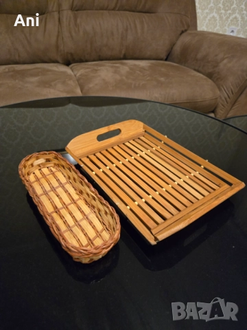 Плетен и дървен панер 