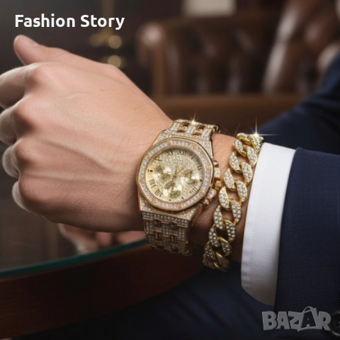 Универсален комплект часовник и гривна с кубинска плетка, снимка 4 - Романтични подаръци - 51935362