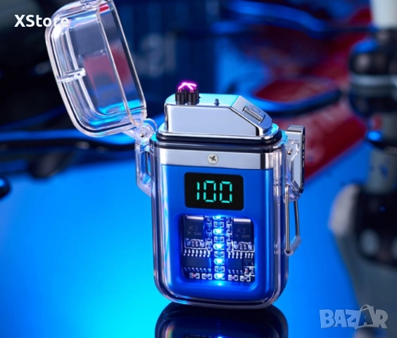 Елегантна прозрачна ветроустойчива запалка с LED светлинки, снимка 3 - Аксесоари и консумативи - 52483346