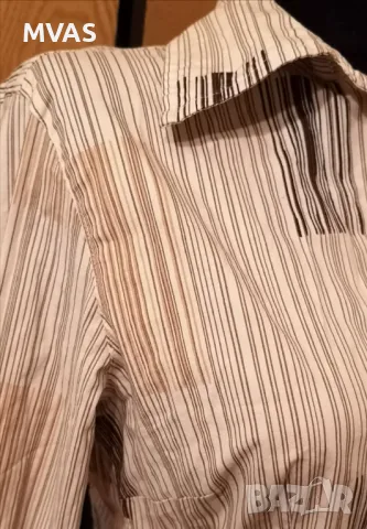 Нова дамска риза S размер бяла на райе, снимка 4 - Ризи - 49939984