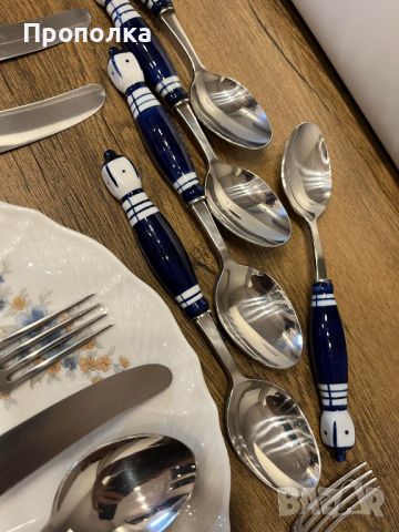 Прекрасни Прибори за хранене Rosenthal Siena Blue с порцеланови дръжки, снимка 6 - Прибори за хранене, готвене и сервиране - 46016741