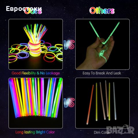 Loybacka glow party pack 289 pcs. 150 бр. фосфоресциращи пръчици, снимка 5 - Играчки за стая - 45657536