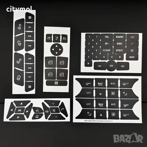 Комплект стикери за бутоните Mercedes W204 S204 C204 R172 W218 W212 C207 A207 R231 W176 W246 X204