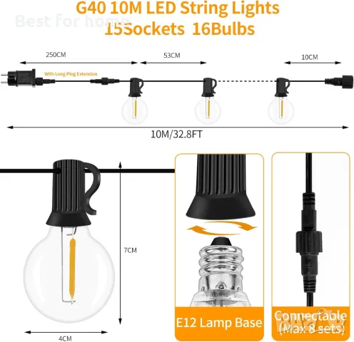 Градинско осветление  с 15  LED крушки WEDNA, снимка 6 - Други - 49963574