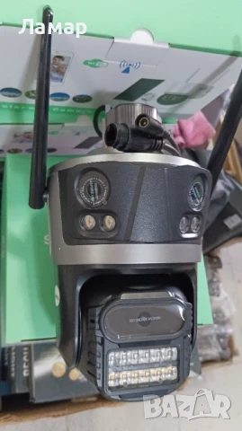 Тройна IP камера WiFi приложение iCSee безжична камера 12MP, снимка 2 - IP камери - 50806594