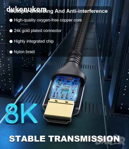 HDMI 2.1 кабел 10K / 8K, 48Gbps – 3 м, Ultra High Speed, снимка 4 - Мрежови адаптери - 53032592