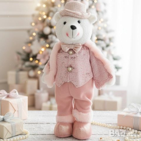 Плюшено мече с празничен тоалет – стилна декорация за дом, офис и подарък, снимка 7 - Други стоки за дома - 52134250