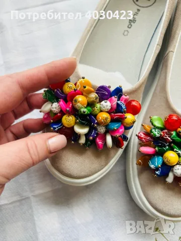 Дамски обувки естествена кожа, с цветни мъниста, снимка 1