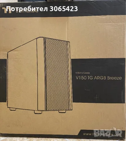 Нова геймърска компютърна PC кутия Thermaltake V150 TG ARGB Breeze - без страничния капак, снимка 2 - Геймърски - 47632086