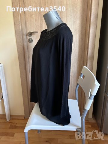 Черна блуза с дантела Francomina, снимка 5 - Блузи с дълъг ръкав и пуловери - 45433045