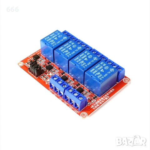 Релеен модул с 4 канала, Elektroweb, 5 V, 10 A