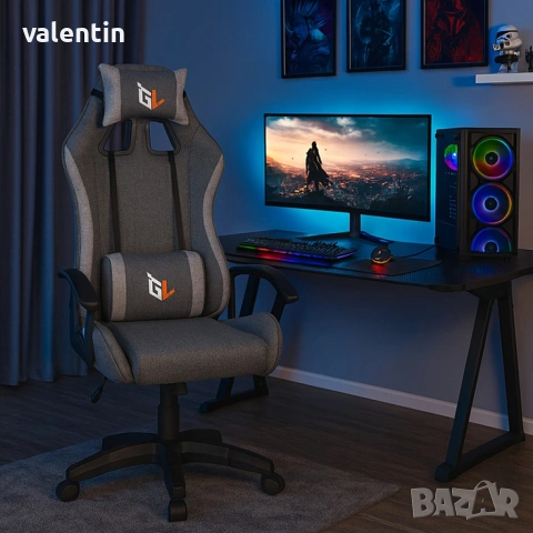 Ергономичен геймърски офис стол с лумбална и шийна опора – комфорт за игра и работа без умора
