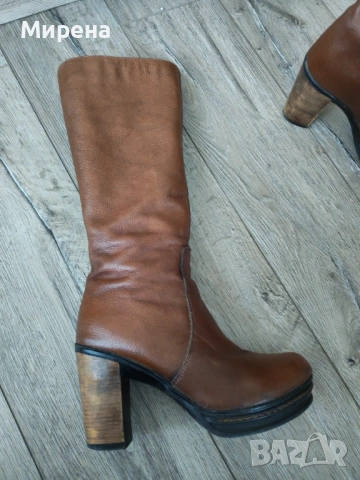Кафяви ботуши естествена кожа, 38 номер, снимка 4 - Дамски ботуши - 53149915
