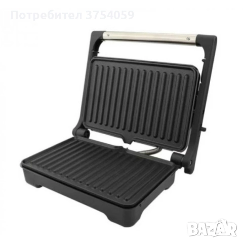 Тостер-сандвич Rosberg 1500W, Грил незалепващи бр. 1 плочи, Инокс с черно, 2 ГОДИНИ ГАРАНЦИЯ, снимка 2 - Скари - 51565547