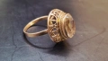 Златен пръстен 583 с естествен камък - винтидж, снимка 18