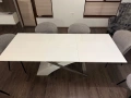 Трапезна маса бял гланц - разтегателна, снимка 2