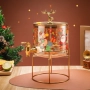 Стъклен диспенсър за напитки 2.6 L с коледен дизайн и златиста стойка, снимка 3