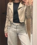 Pull&Bear велурено бежово късо яке тип байкър, снимка 1