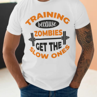 Тениска с декоративен печат - Training Because Zombies Get The Slow Ones, снимка 4 - Тениски - 45035828