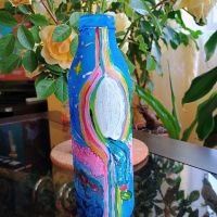 Ръчно рисувана бутилка ваза - Малкият принц , снимка 3 - Вази - 45804463