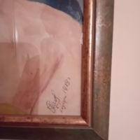 Прекрасен стар акварел  с женски портрет, снимка 2 - Колекции - 45399290