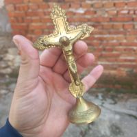 Стар бронзов кръст разпятие религия, снимка 4 - Антикварни и старинни предмети - 45447604