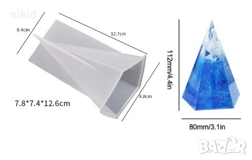 3d Висока пирамида хексагон силиконов молд форма смола гипс шоколад, снимка 1