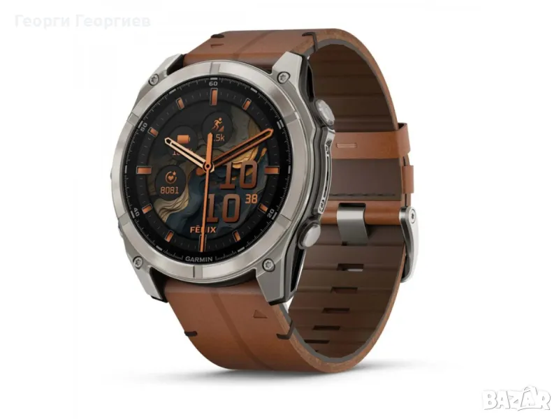 Премиум му Garmin Fenix 8 51mm AMOLED Sapphire Bare Titanium Black с Chestnut , снимка 1