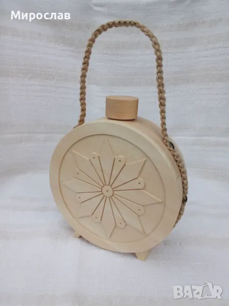 Дървена бъклица със стъклен контейнер 200мл., снимка 1