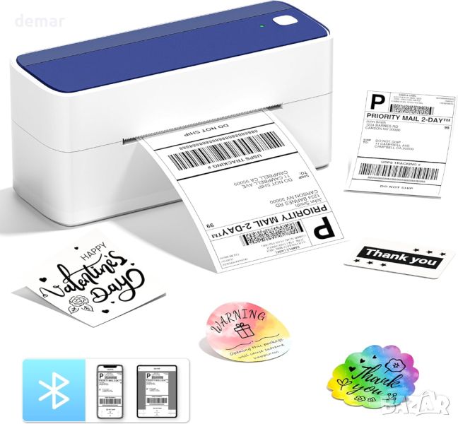 ItriAce 241BT Bluetooth термичен принтер, машина за печат на етикети за доставка, до 4×6 инча, снимка 1