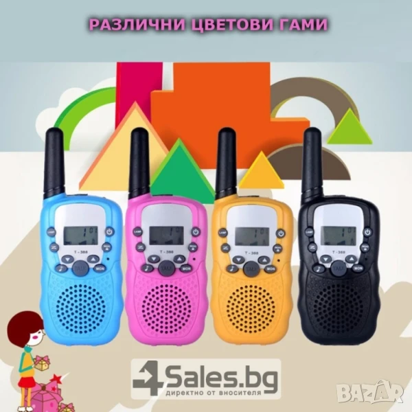 Уоки Токи 3 км с Фенер и LCD Черен 1 бр , снимка 1