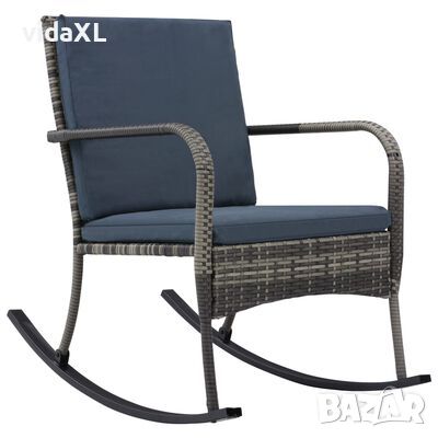 vidaXL Градински люлеещ се стол, полиратан, антрацит(SKU:47748, снимка 1