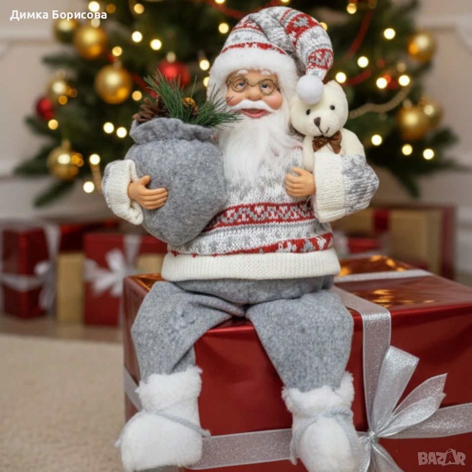 Голям Дядо Коледа с торба и мече - Атмосфера, уют и празничен стил, снимка 1