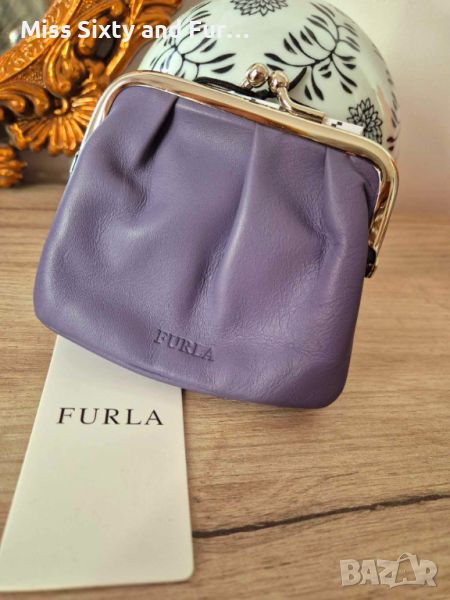 FURLA-ново лилаво портмоне естествена кожа Фурла-11 см х 9 см, снимка 1