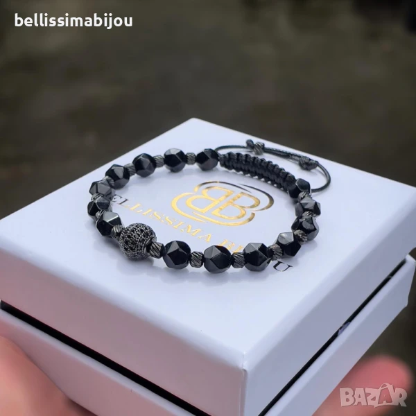 Мъжка Гривна с Фасетиран Оникс, снимка 1