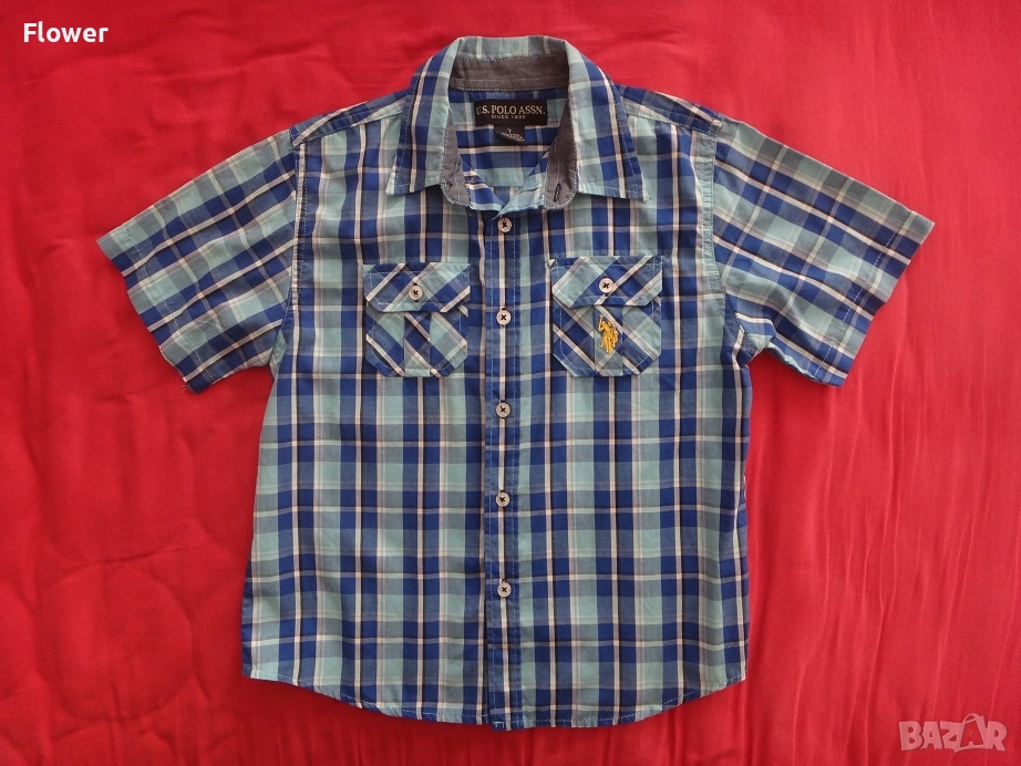 Нова детска карирана риза за момче U.S. POLO ASSN. размер 7г, 116-122см, снимка 1