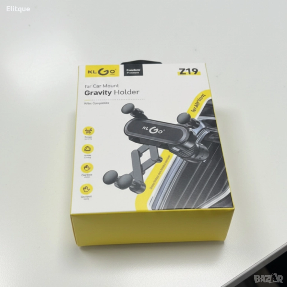 Гравитационна стойка за телефон за кола KLGO Z19 – 360° въртене, монтаж на климатична решетка, снимка 1