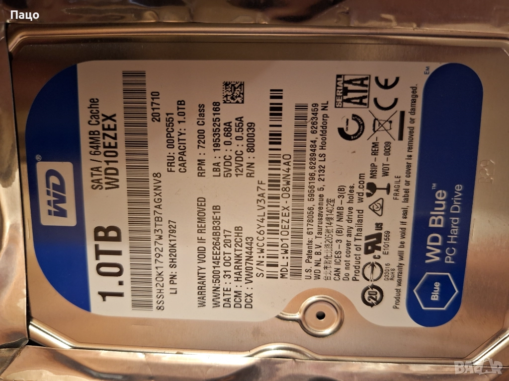 1TB WD Blue WD10EZEX, снимка 1