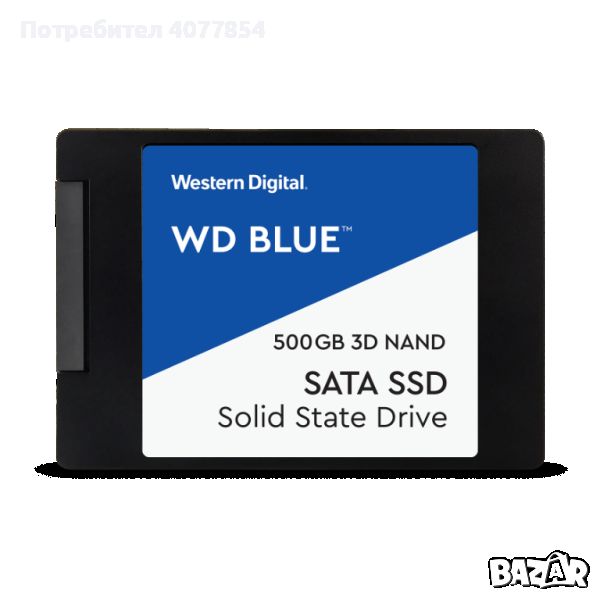 SSD 500GB, Western Digital Blue SA510, SATA 6Gb/s, 2.5"(6.35 cm), скорост на четене 560MB/s, снимка 1