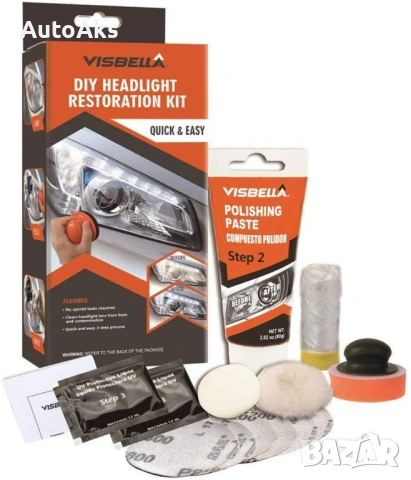 Ремонтен комплект за ръчно полиране на фарове - Visbella, снимка 2 - Аксесоари и консумативи - 54119960