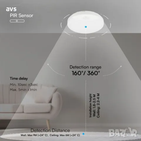 LED плафон със сензор за движение 15W 3в1 VT-81005 V-TAC, снимка 9 - Полилеи - 48681039