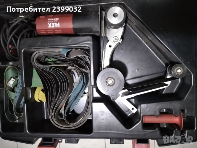 Продавам лентова шлайфмашина за тръби FLEX LTP1503VRA в куфар с консумативи