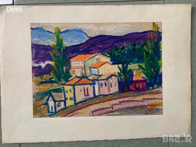 ДИМИТЪР ВЪЛКАНОВ (1907 - 1997) акварел "Родопи", снимка 4 - Картини - 52815359