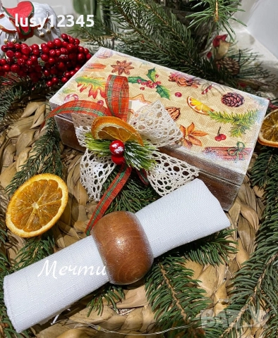 Кутия с шест пръстени-Аромат на бор, канела и портокал!, снимка 5 - Декорация за дома - 52742269