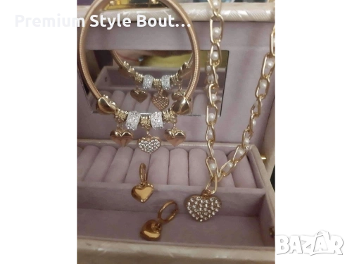 комплект колие ,гривна и обеци от медицинска стомана 