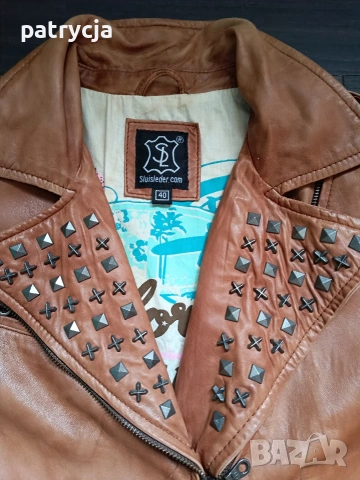 кафяво кожено яке 40/Л, снимка 3 - Якета - 53180518