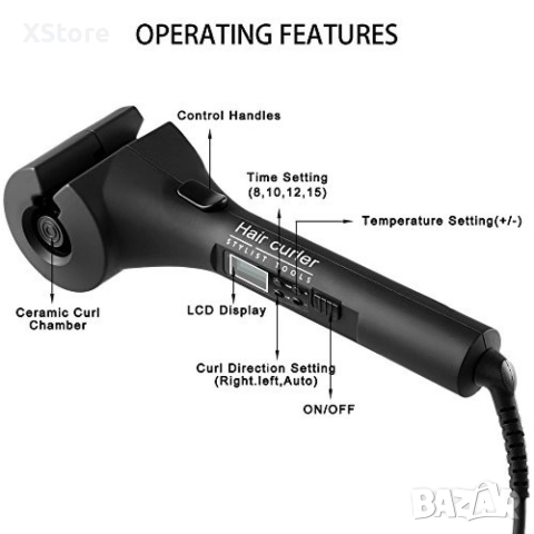 Високотехнологична керамична преса за къдрене на коса с LED дисплей - черна!, снимка 5 - Преси за коса - 52595132