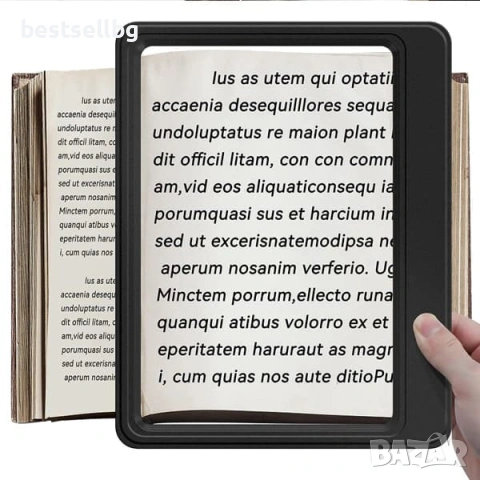 Голяма увеличителна лупа с LED осветление за четене акумулаторна USB зареждане правоъгълна 5X, снимка 5 - Други инструменти - 53090735