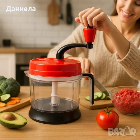 Мултифункционален кухненски чопър 2L – Смила, нарязва и миксира само с едно завъртане, снимка 3 - Аксесоари за кухня - 51326953